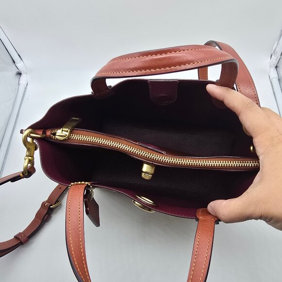 Coach Willow Tote 24 in Signature Canvas with Floral Print C9721 Tan Rust Multi - Picture 6 of 8